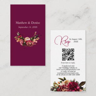 D'accompagnement Carte de réponse QR Code Chrysanthème Élégant Bour