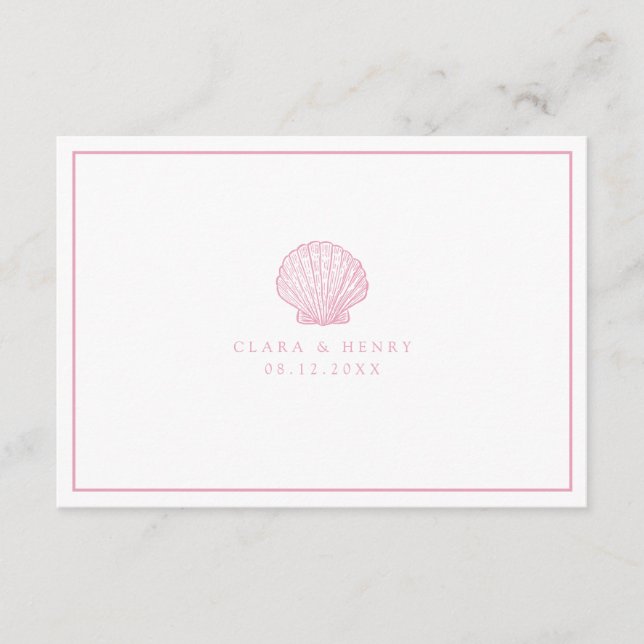 D'accompagnement Carte de réponse QR Code Coquillage Rose Pale (Devant)