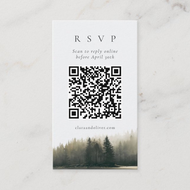 D'accompagnement Carte de réponse QR Code de mariage Evergreen Coas (Devant)