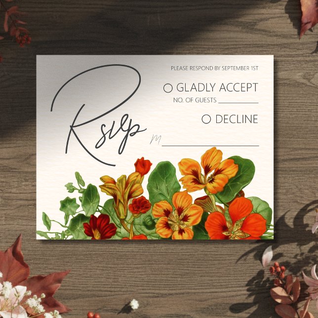 D'accompagnement Carte de réponse QR Code de mariage moderne floral (Invite guests to your big day with this Rustic Fall Floral Modern Wedding RSVP Card!)