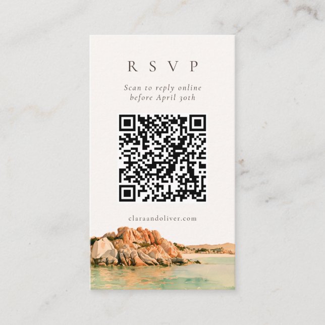 D'accompagnement Carte de réponse QR Code de mariage Terracotta Sar (Devant)