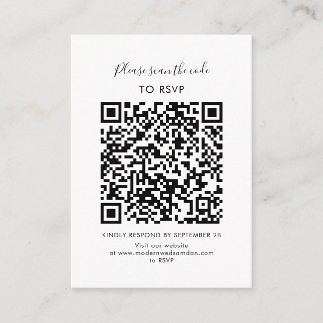 D'accompagnement Carte de réponse QR Code élégante personnalisée po (Devant)