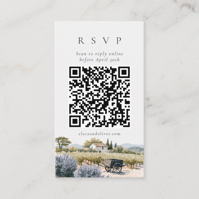 D'accompagnement Carte de réponse QR Code pour mariage au vignoble  (Devant)