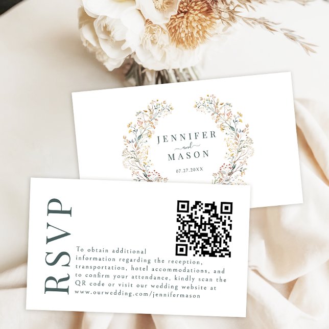 D'accompagnement Carte de réponse QR code pour mariage floral Bohèm (Créateur téléchargé)