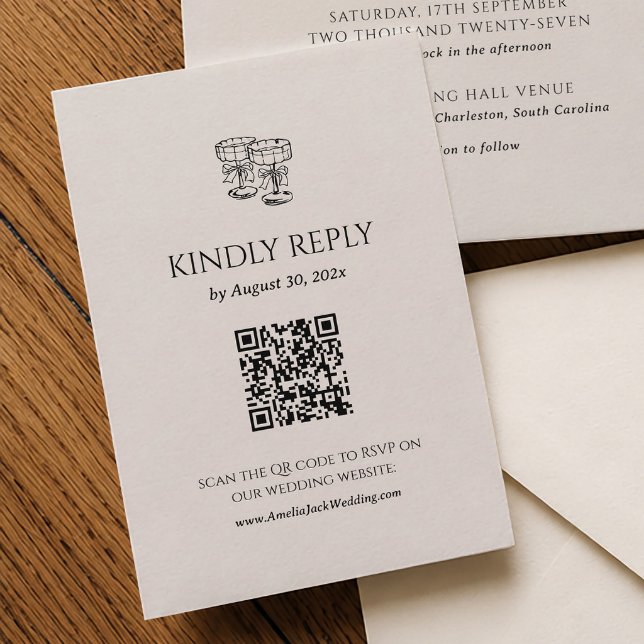 D'accompagnement Carte de réponse QR code pour mariage Old Money (Créateur téléchargé)