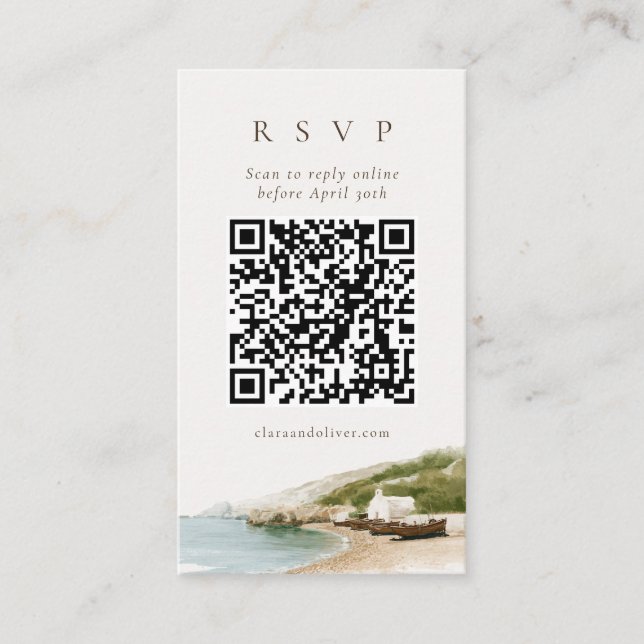 D'accompagnement Carte de réponse QR Code pour mariage sur la côte  (Devant)