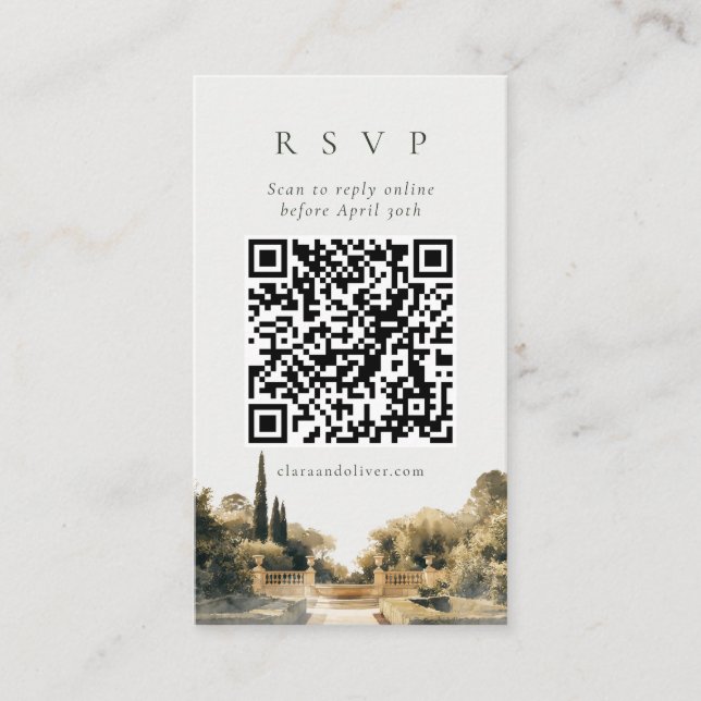 D'accompagnement Carte de réponse QR Code pour mariage sur terrasse (Devant)