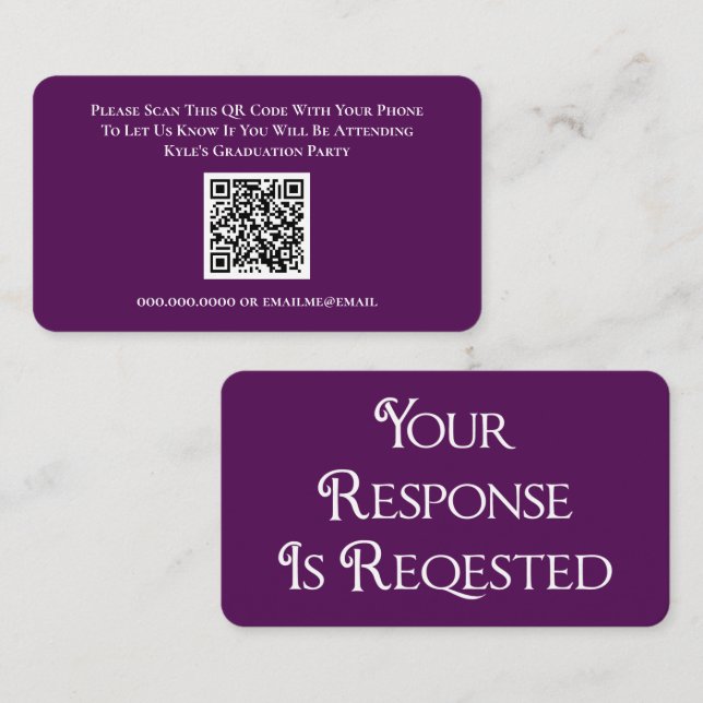 D'accompagnement Carte de réponse QR Code pour RSVP de remise de di (Devant / Derrière)