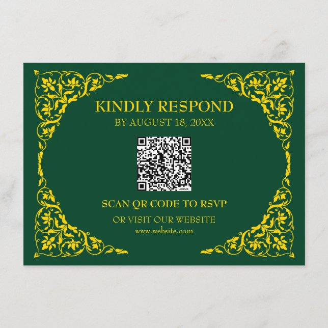 D'accompagnement Carte de réponse QR Deep Emerald (Devant)