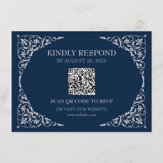 D'accompagnement Carte de réponse QR Midnight Blue (Devant)