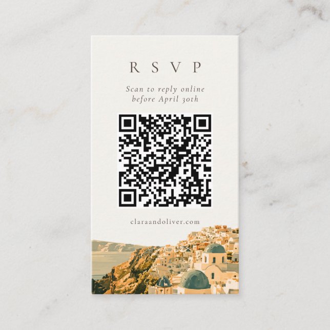 D'accompagnement Carte de réponse QR pour mariage côtier à la calde (Devant)