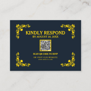 D'accompagnement Carte de réponse QR RSVP Contraste Royal Bleu de m