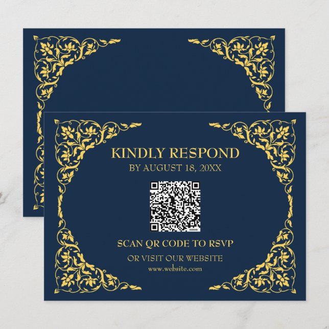 D'accompagnement Carte de réponse QR Saphir Navy (Devant / Derrière)