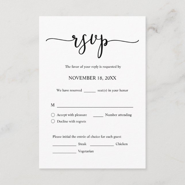 D'accompagnement Carte de réponse RSVP à l'invitation de mariage, c (Devant)