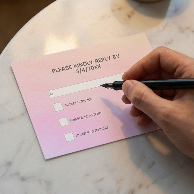 D'accompagnement Carte de réponse RSVP avec aquarelle rose incluse (Pink watercolor RSVP response Enclosure Card.)