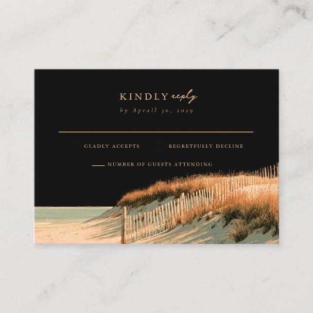 D'accompagnement Carte de réponse RSVP Cape Cod Dune Or Jaune Balay (Devant)
