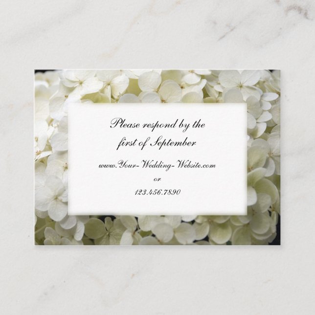 D'accompagnement Carte de réponse RSVP de mariage Hydrangea blanc (Devant)