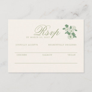 D'accompagnement Carte de réponse RSVP de mariage Vert Sauge