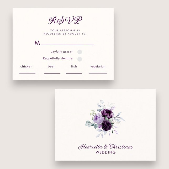 D'accompagnement Carte de réponse RSVP de typographie violette mode (Créateur téléchargé)