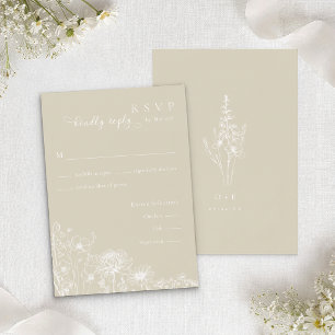 D'accompagnement Carte de réponse RSVP Fleur sauvage neutre Mariage
