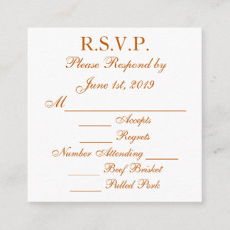 D'accompagnement Carte de réponse RSVP Longhorn Brûlé Orange et Bla