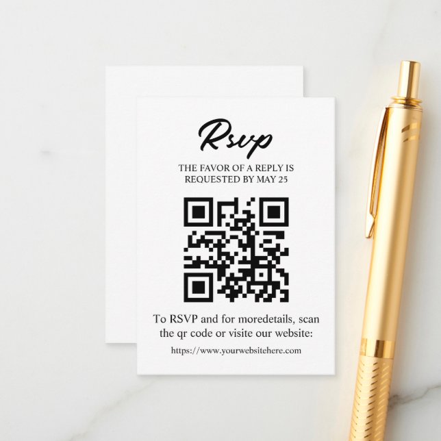 D'accompagnement Carte de réponse RSVP modifiable avec code QR, enc (Devant/Arrière en situation)