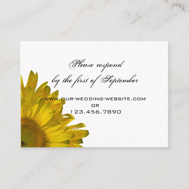D'accompagnement Carte de réponse RSVP pour le mariage du tournesol (Devant)