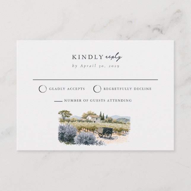 D'accompagnement Carte de réponse RSVP pour mariage au vignoble de  (Devant)