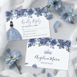 D'accompagnement Carte de réponse RSVP pour Quinceanera bleue