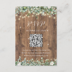 D'accompagnement Carte de réponse Rustic Wood & String Lights   Gra