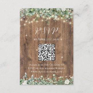 D'accompagnement Carte de réponse Rustic Wood & String Lights | Gra