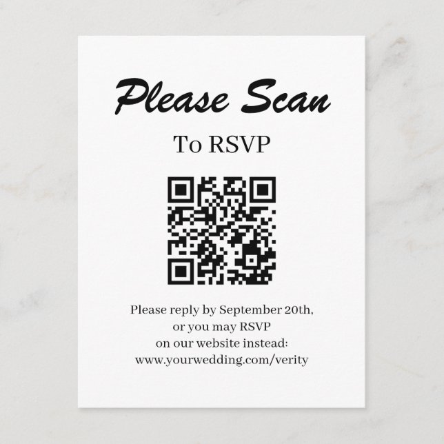 D'accompagnement Carte de réponse simple moderne avec code QR (Devant)