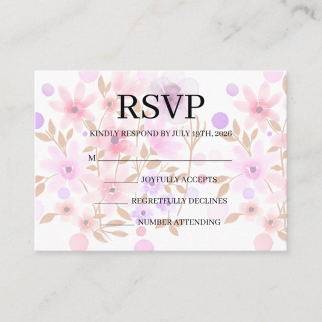 D'accompagnement Carte de réponse simple pour mariage (Devant)