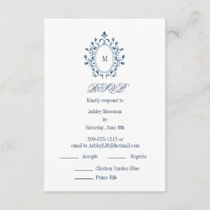 D'accompagnement carte de réponse teal Monogramme avec 2 choix de p