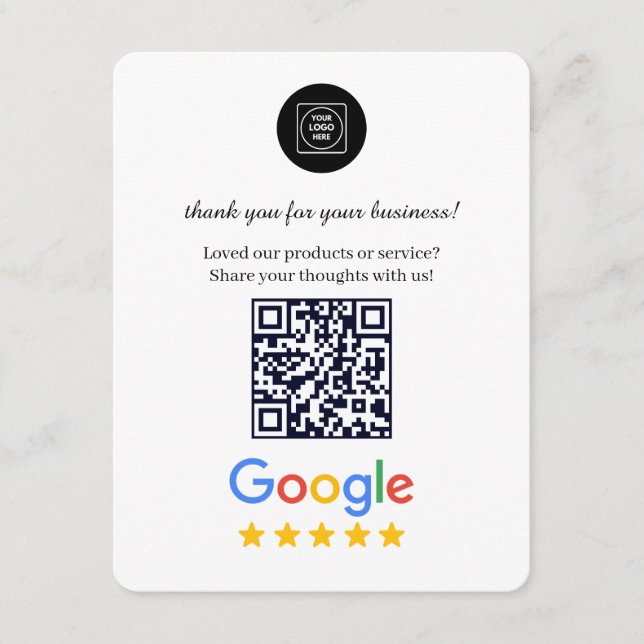 D'accompagnement Carte de révision QR minimale pour les commentaire (Devant)