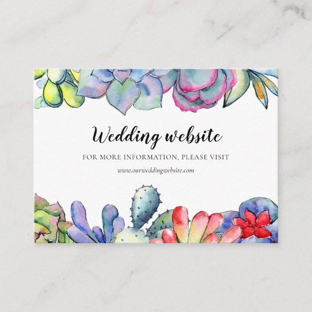 D'accompagnement Carte de site de mariage à l'aquarelle de cactus s (Devant)