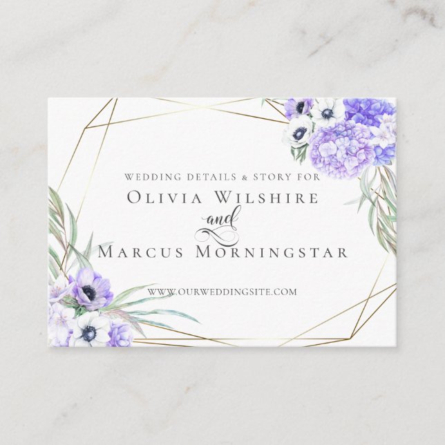 D'accompagnement Carte de site mariage | Floral d'anémone violet (Devant)