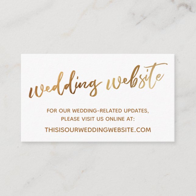 D'accompagnement Carte de site Mariage Gold & White Typography (Devant)