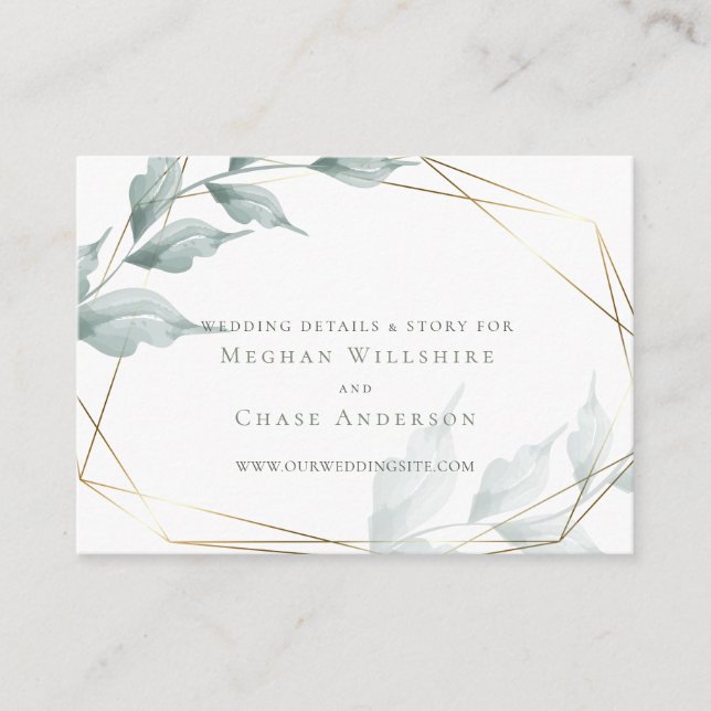 D'accompagnement Carte de site mariage | Grayed Jade Green Botaniqu (Devant)