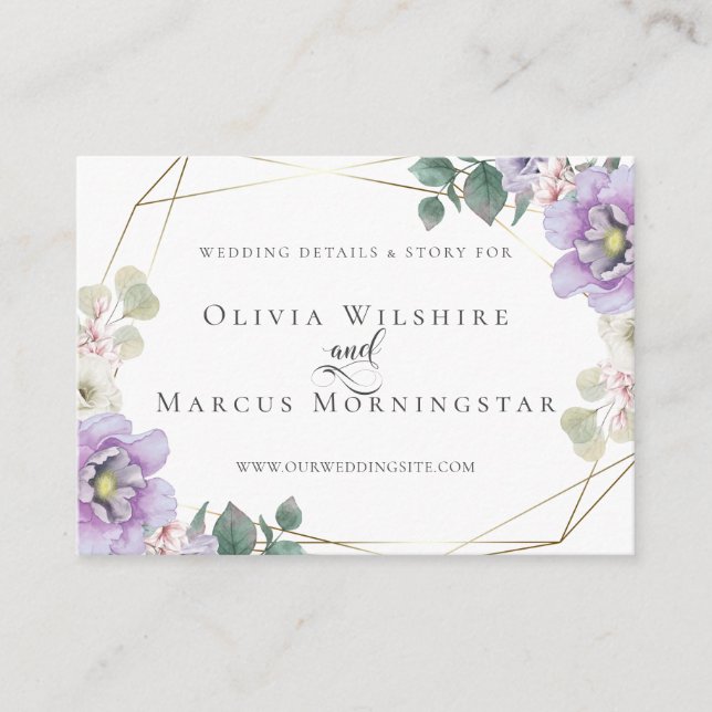 D'accompagnement Carte de site mariage | Lavender Watercolor Floral (Devant)