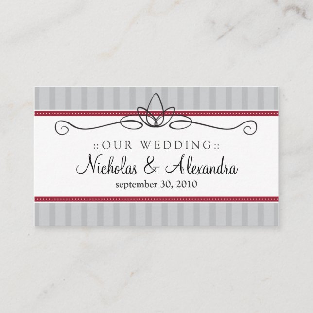 D'accompagnement Carte de site Web Chic Déco Argent/Mariage Rouge (Devant)
