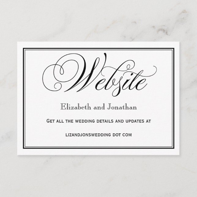 D'accompagnement Carte de site Web de mariage à l'encre noire et bl (Devant)