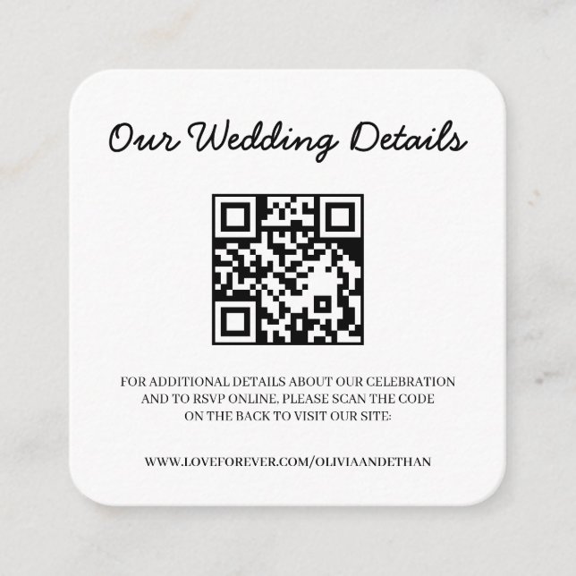 D'accompagnement Carte de site web de mariage avec code QR et carte (Devant)