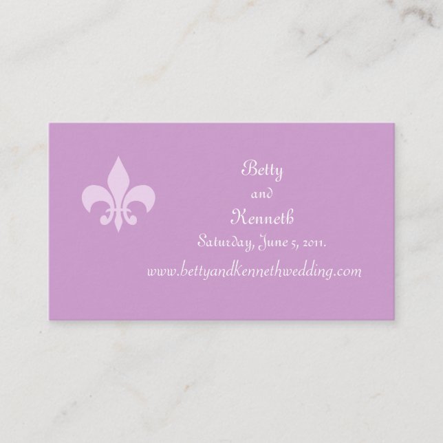 D'accompagnement Carte de site Web de mariage Fleur de Lise en lila (Devant)