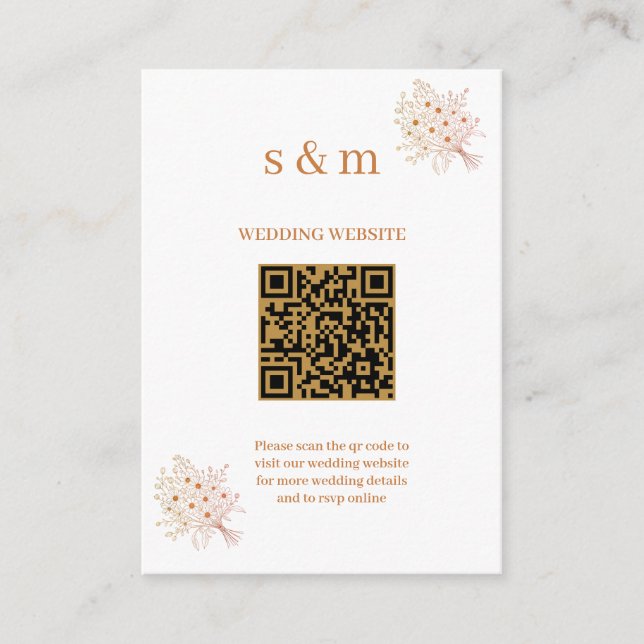 D'accompagnement Carte de site web de mariage floral Brun Rustique  (Devant)