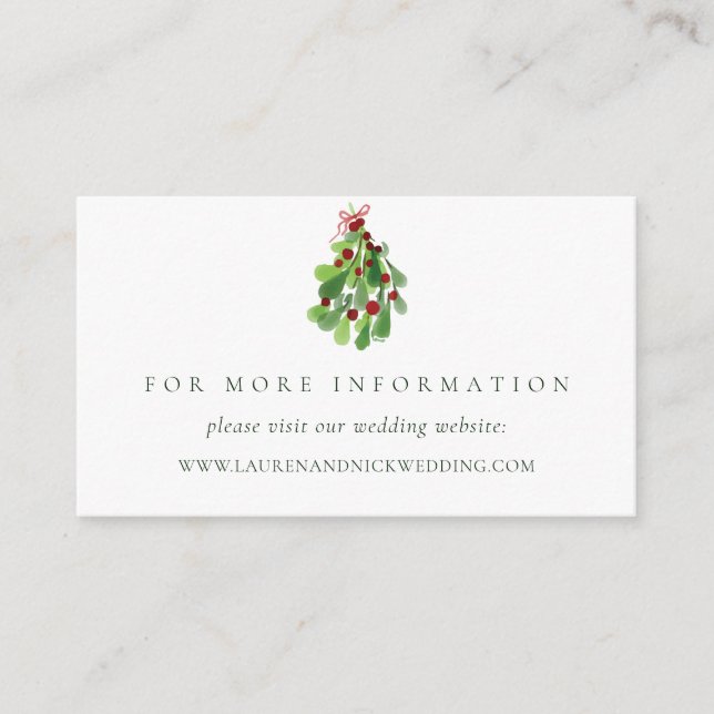 D'accompagnement Carte de site Web de mariage sous le gui de Noël (Devant)