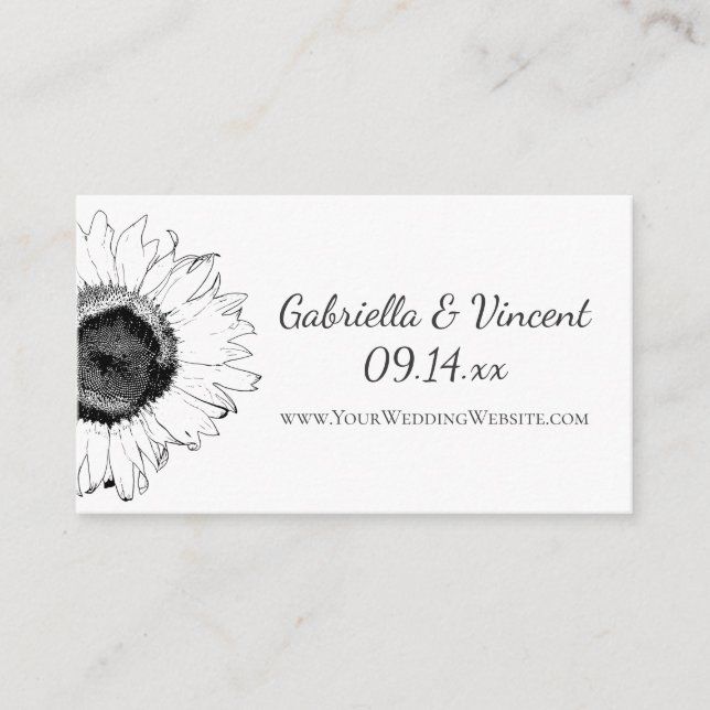 D'accompagnement Carte de site Web Mariage de tournesol noir et bla (Devant)