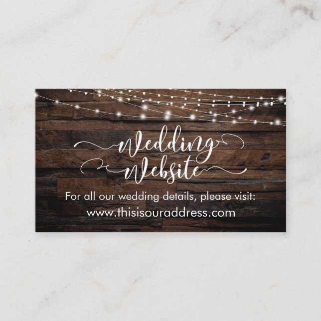 D'accompagnement Carte de site Web Rustic Wood & Light String Maria (Devant)