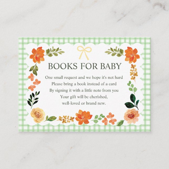 D'accompagnement Carte de supplément de fête de bébé Gingham herbe  (Devant)