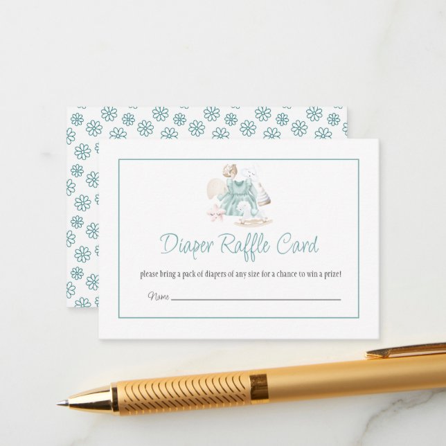 D'accompagnement Carte de tirage au sort de couche pour bébé fille  (Devant/Arrière en situation)